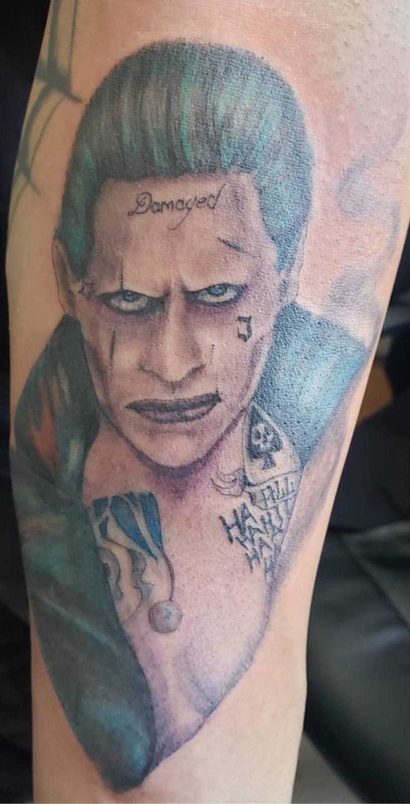Joker portrait realism tattoo by Marcelo Tattoos Bronx NY